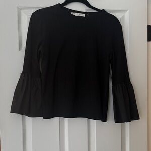 English Factory Elegant Black Bell Sleeve Top